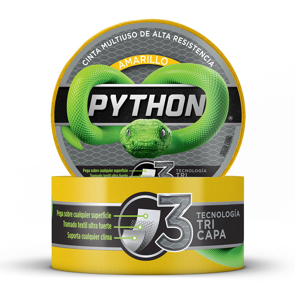 PYTHON® Cinta Multiuso color amarillo (48mm x 9mts)