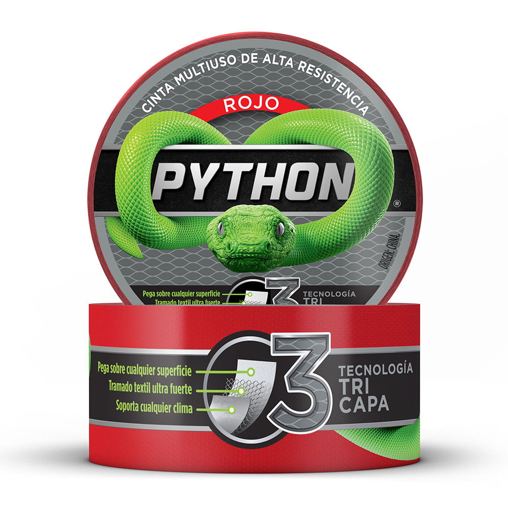 PYTHON® Cinta Multiuso color rojo (48mm x 9mts)