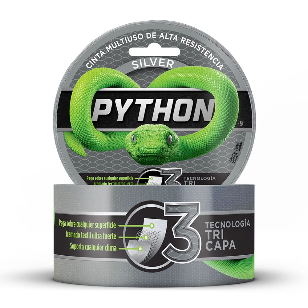 PYTHON® Cinta Multiuso color gris (48mm x 9mts)
